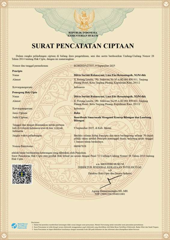 INOVASI BOARDBOOK SMARTMATH MAHASISWA PIAUD RAIH PENGAKUAN HKI