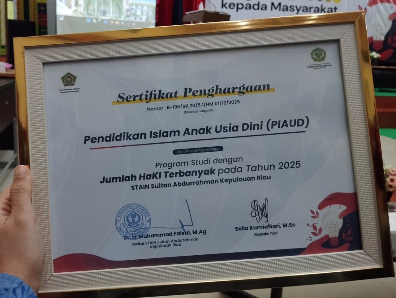 Prodi PIAUD Terima Penghargaan Haki terbanyak tahun 2025