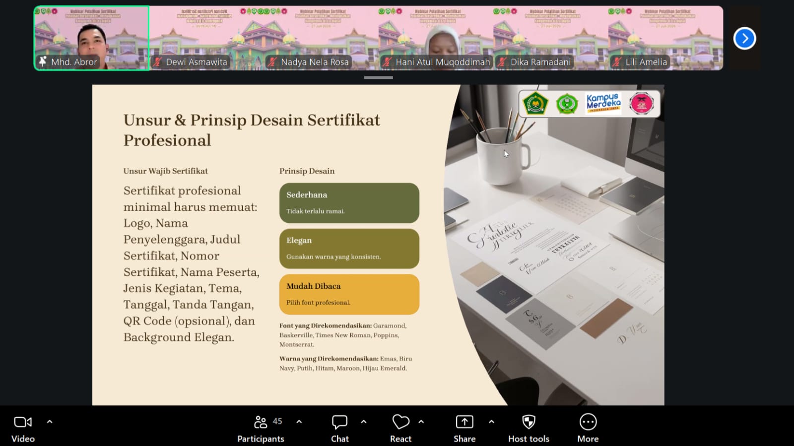 DARI MATERI HINGGA PRAKTIK, HMPS PIAUD DORONG PESERTA KUASAI PEMBUATAN SERTIFIKAT DIGITAL
